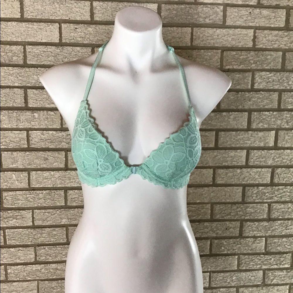 Pink Victoria Secret mint green bra size 34B.